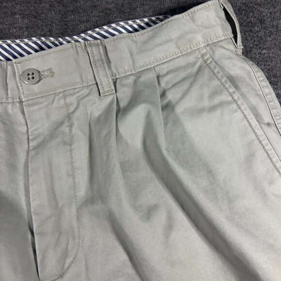 Cremieux Clinton Pants Men 32x32 Khaki Pleated 100% Cotton Trousers‎ Slacks - Picture 2 of 13